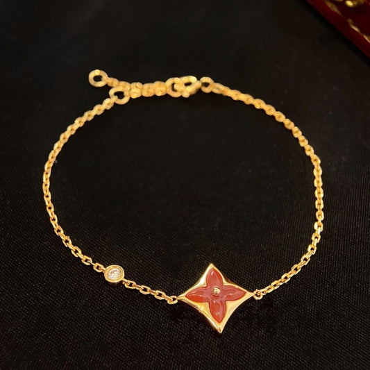 [Love Aura]COLOR STAR CARNELIAN PINK GOLD DIAMOND BRACELET