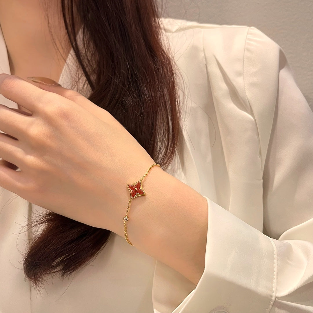 [Love Aura]COLOR STAR CARNELIAN PINK GOLD DIAMOND BRACELET