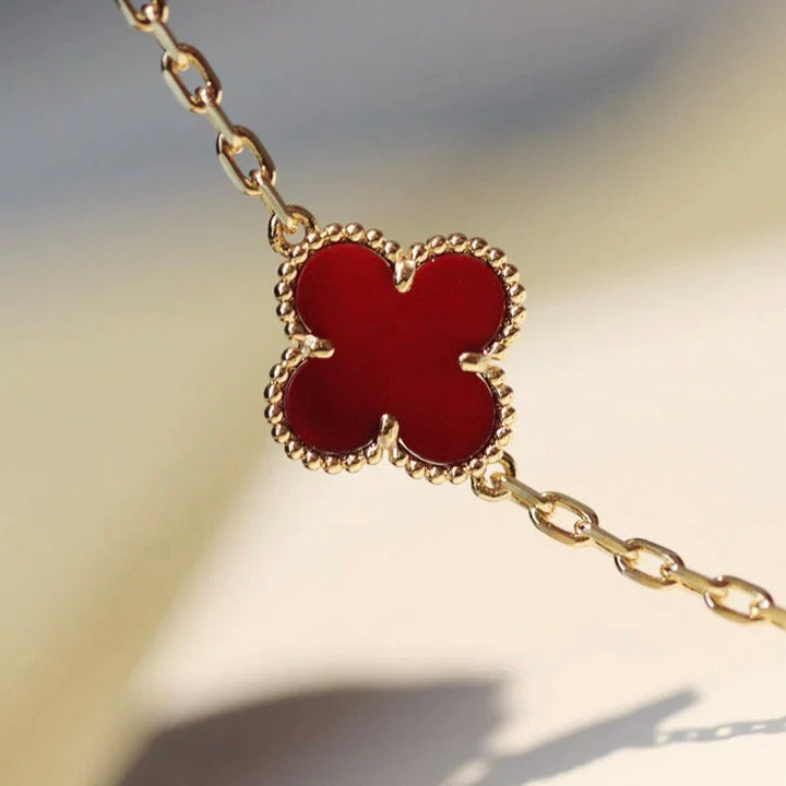 [Love Aura]CLOVER 20 MOTIFS CARNELIAN NECKLACE