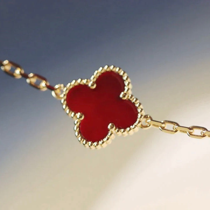 [Love Aura]CLOVER 20 MOTIFS CARNELIAN NECKLACE