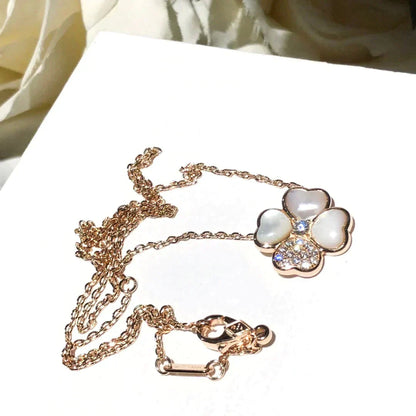[Love Aura]CLOVER MOP DIAMOND ROSE GOLD NECKLACE