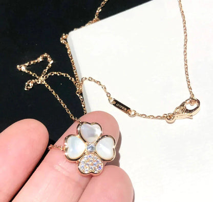 [Love Aura]CLOVER MOP DIAMOND ROSE GOLD NECKLACE