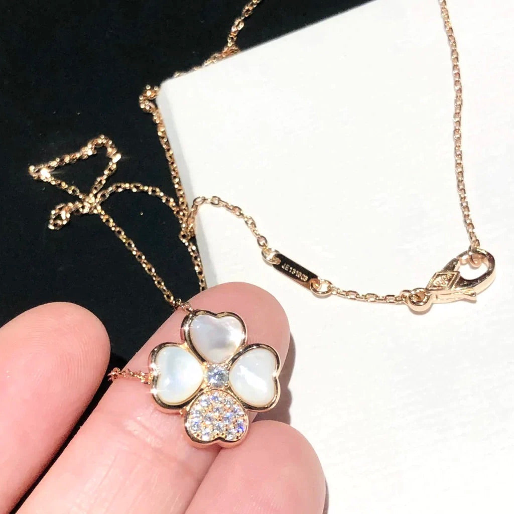 [Love Aura]CLOVER MOP DIAMOND ROSE GOLD NECKLACE