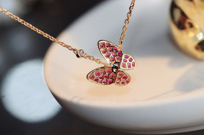[Love Aura]BUTTERFLY RED DIAMOND ROSE GOLD NECKLACE