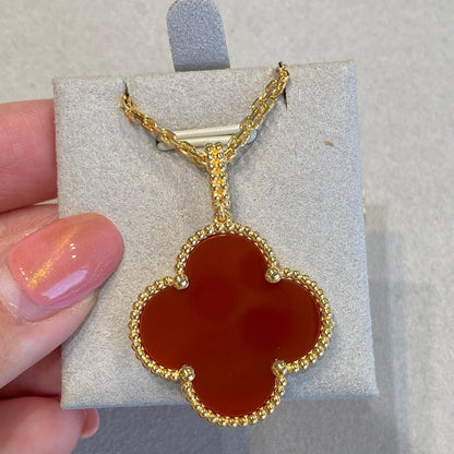 [Love Aura]CLOVER 25MM NECKLACE GOLD CARNELIAN