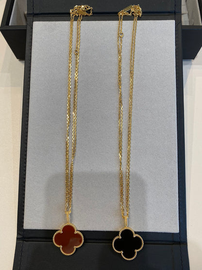 [Love Aura]CLOVER 25MM NECKLACE GOLD CARNELIAN