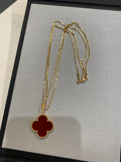 [Love Aura]CLOVER 25MM NECKLACE GOLD CARNELIAN