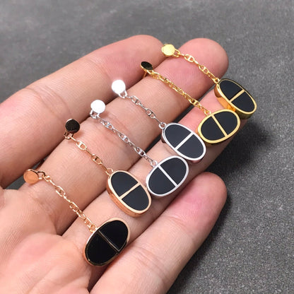 [Love Aura]CHAINE VERSO BLACK CERAMIC SILVER EARRINGS