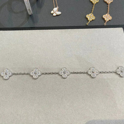 [Love Aura] CLOVER 5 MOTIF FULL DIAMOND BRACELET COLLECTION
