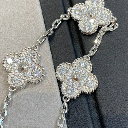 [Love Aura]CLOVER 5 MOTIFS  DIAMOND BRACELET SILVER