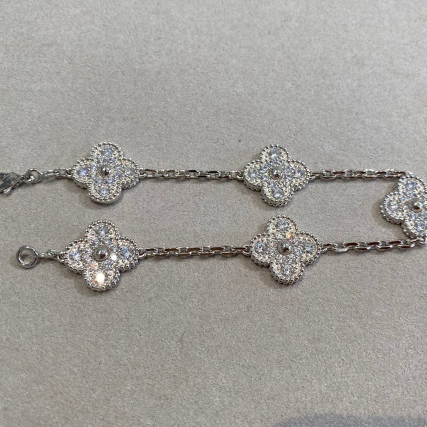 [Love Aura]CLOVER 5 MOTIFS  DIAMOND BRACELET SILVER