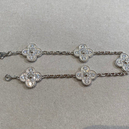 [Love Aura]CLOVER 5 MOTIFS  DIAMOND BRACELET SILVER