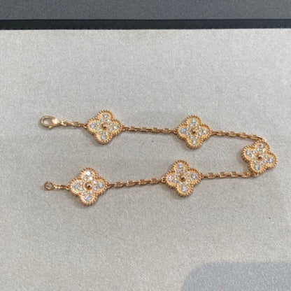 [Love Aura] CLOVER 5 MOTIF FULL DIAMOND BRACELET COLLECTION