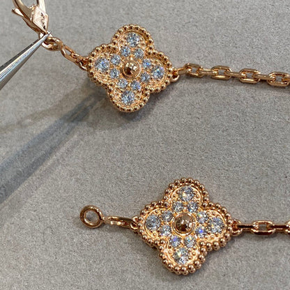 [Love Aura] CLOVER 5 MOTIF FULL DIAMOND BRACELET COLLECTION