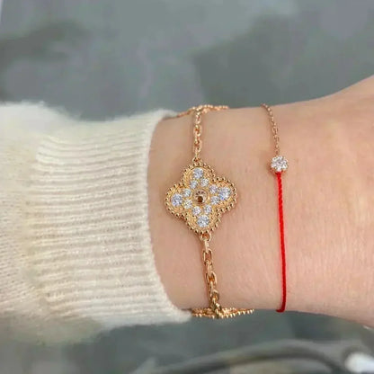 [Love Aura]CLOVER 5 MOTIFS  FULL DIAMOND BRACELET