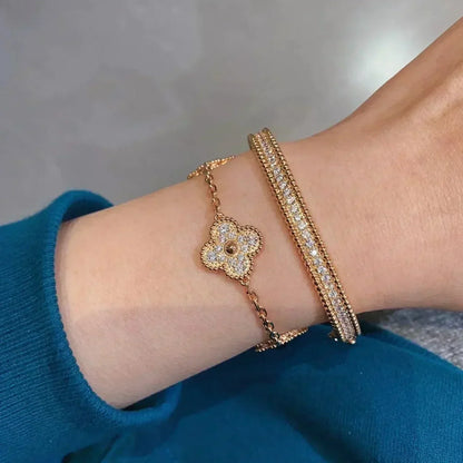 [Love Aura] CLOVER 5 MOTIF FULL DIAMOND BRACELET COLLECTION