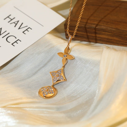 [Love Aura]STAR AND SUN DIAMOND PINK GOLD NECKLACE