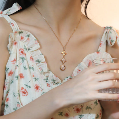 [Love Aura]STAR AND SUN DIAMOND PINK GOLD NECKLACE