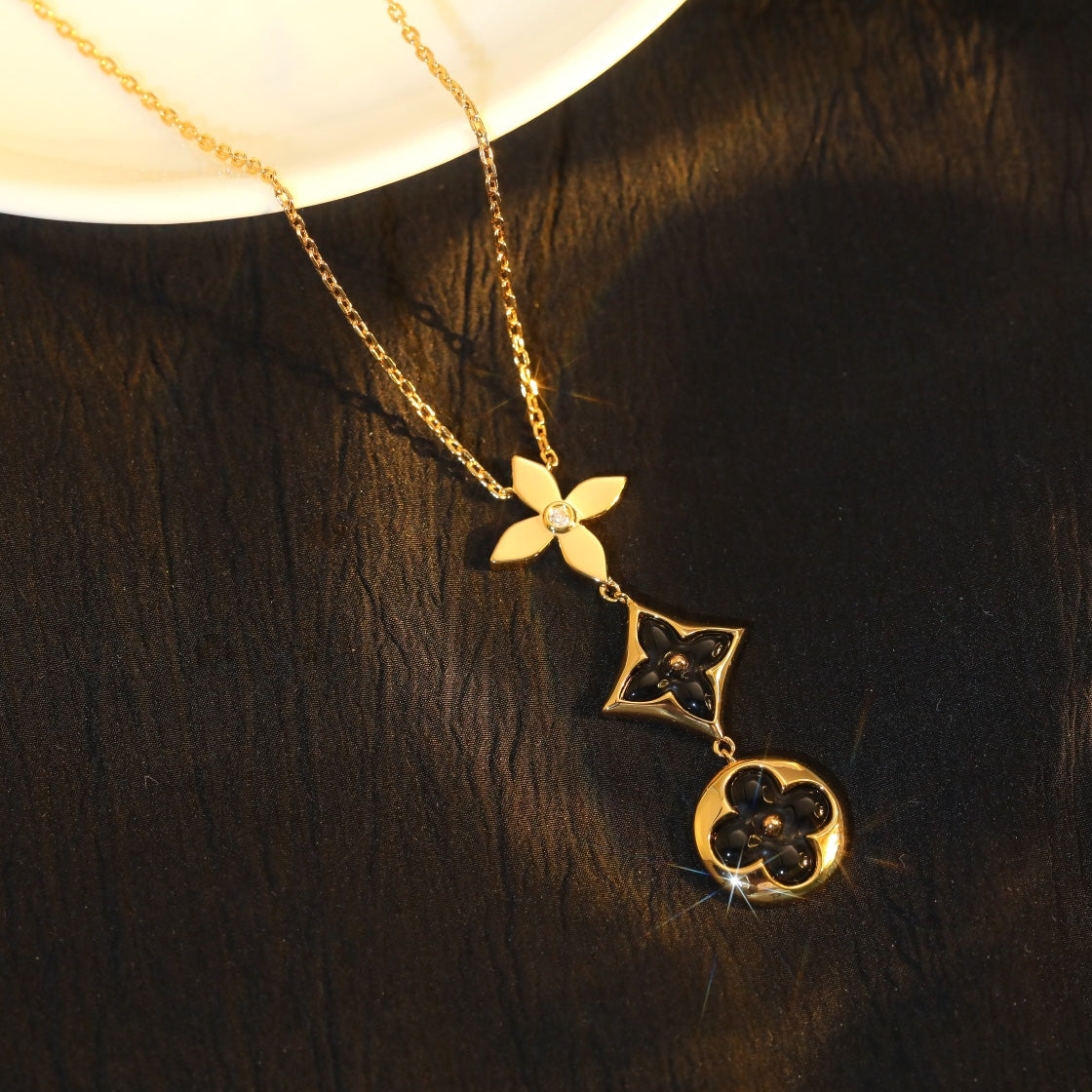[Love Aura]STAR AND SUN ONYX PINK GOLD NECKLACE
