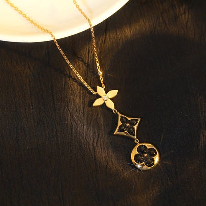 [Love Aura]STAR AND SUN ONYX PINK GOLD NECKLACE