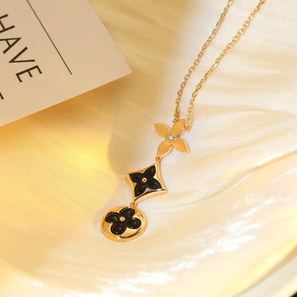 [Love Aura]STAR AND SUN ONYX PINK GOLD NECKLACE