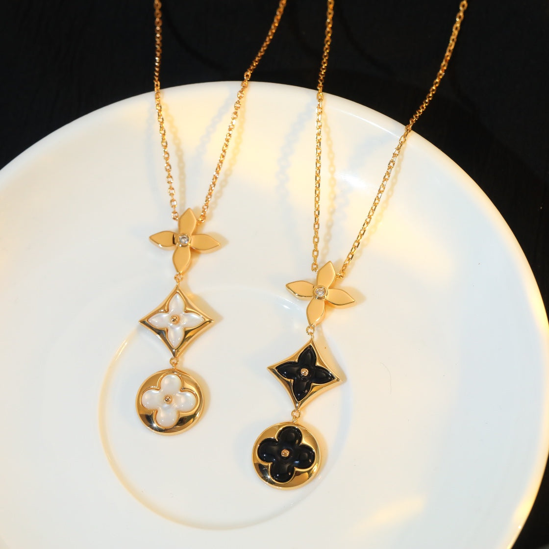 [Love Aura]STAR AND SUN ONYX PINK GOLD NECKLACE