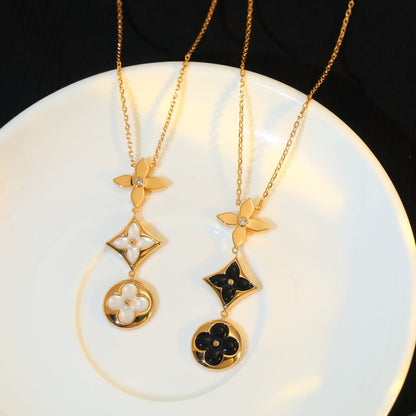 [Love Aura]STAR AND SUN ONYX PINK GOLD NECKLACE