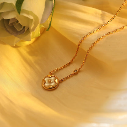 [Love Aura]SUN PEDANT PINK GOLD 1 DIAMOND NECKLACE