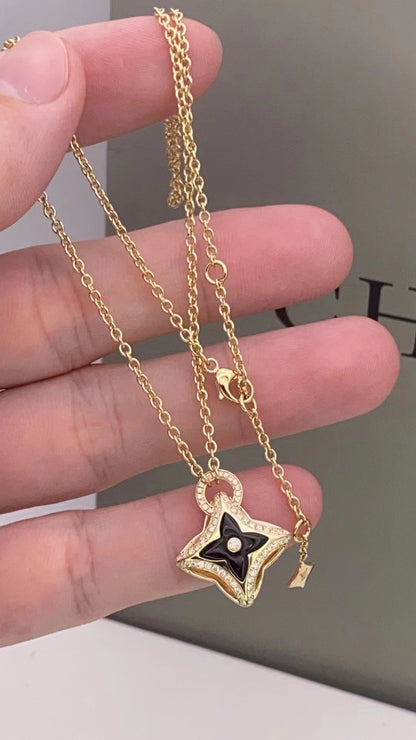 [Love Aura]STAR PEDANT PINK GOLD DIAMOND NECKLACE