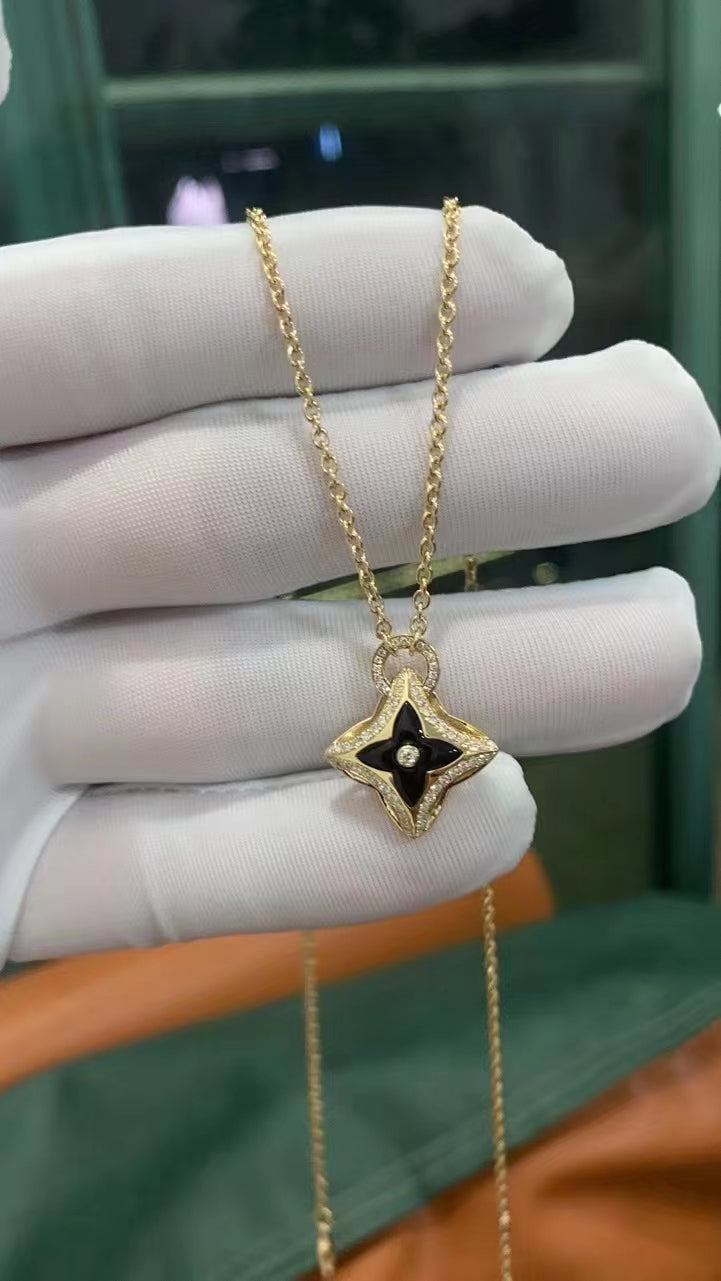 [Love Aura]STAR PEDANT PINK GOLD DIAMOND NECKLACE