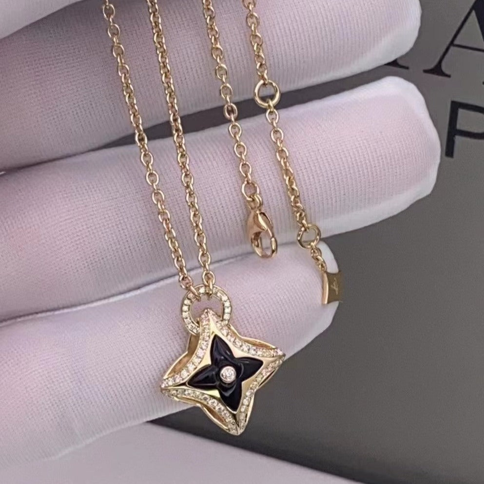 [Love Aura]STAR PEDANT PINK GOLD DIAMOND NECKLACE