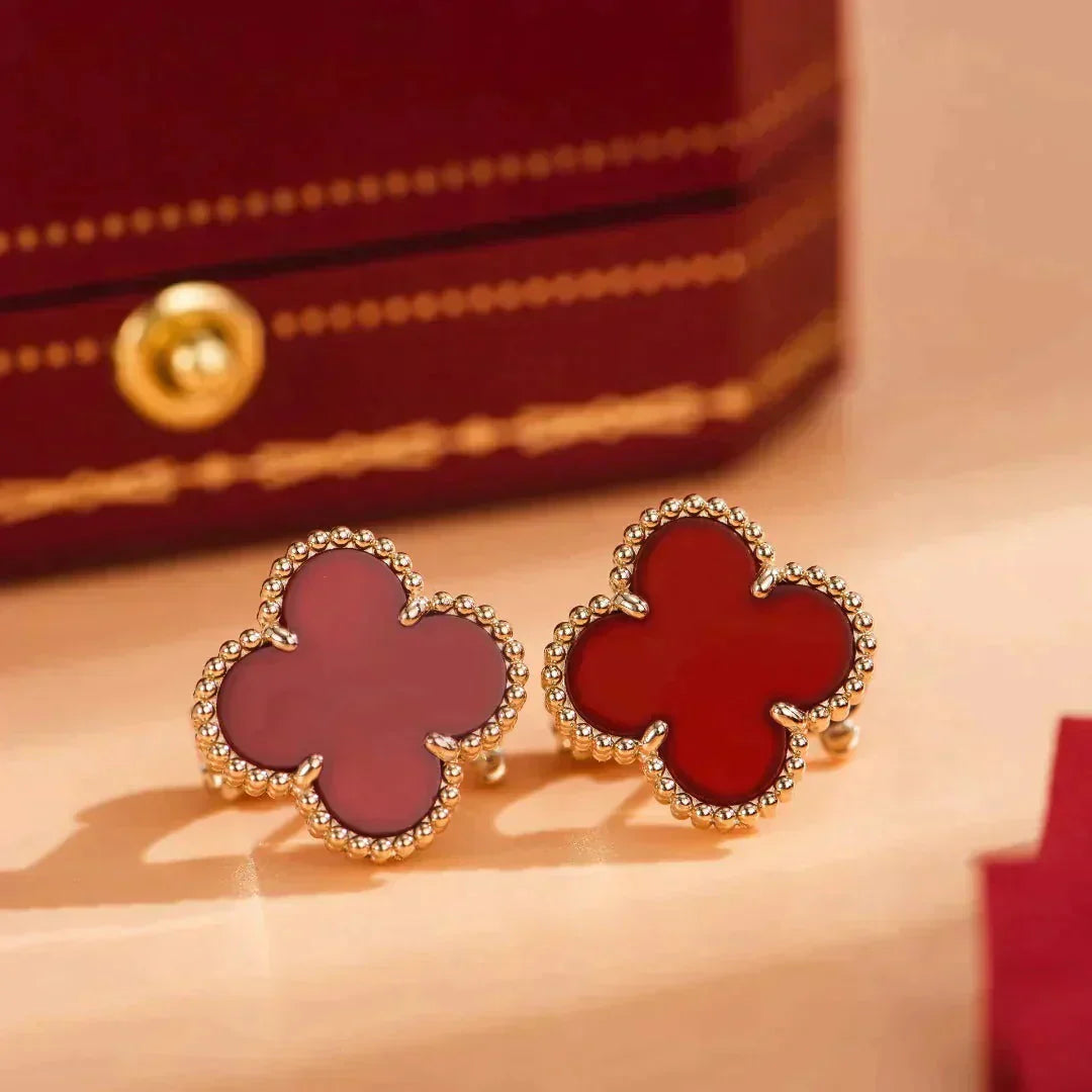 [Love Aura]CLOVER MEDIUM 1 MOTIFS CARNELIAN  EARRINGS