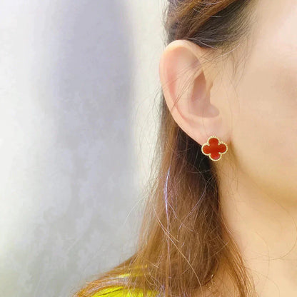 [Love Aura]CLOVER MEDIUM 1 MOTIFS CARNELIAN  EARRINGS