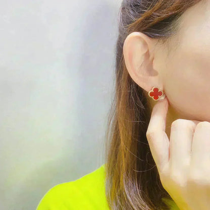 [Love Aura]CLOVER MEDIUM 1 MOTIFS CARNELIAN  EARRINGS