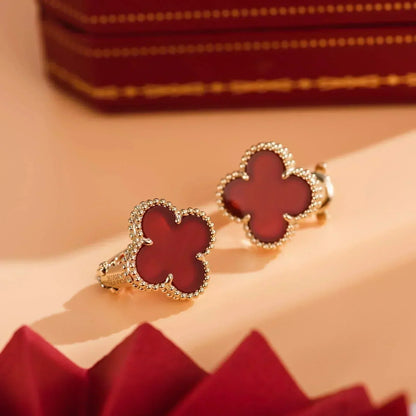 [Love Aura]CLOVER MEDIUM 1 MOTIFS CARNELIAN  EARRINGS