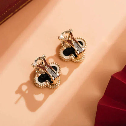 [Love Aura]CLOVER MEDIUM 1 MOTIFS  ONYX STUD EARRINGS