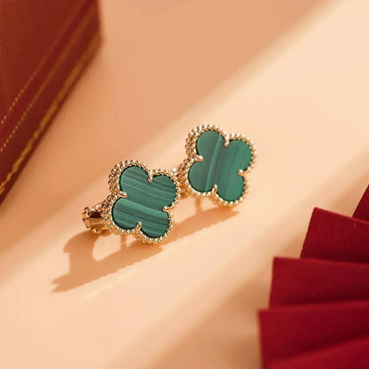 [Love Aura]CLOVER MEDIUM 1 MOTIFS MALACHITE  EARRINGS