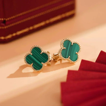 [Love Aura]CLOVER MEDIUM 1 MOTIFS MALACHITE  EARRINGS
