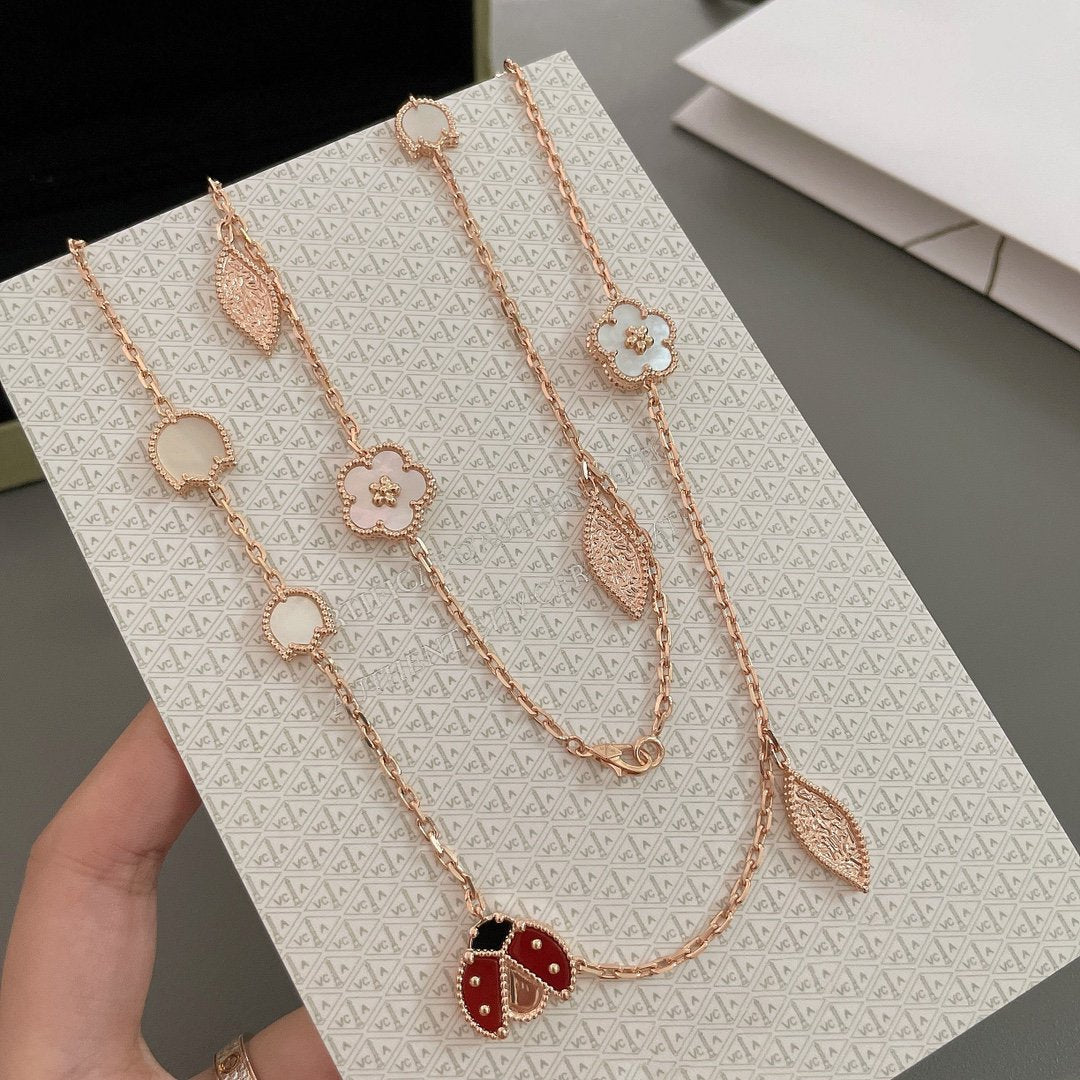 [Love Aura]LUCKY SPRING 15 MOTIFS ROSE GOLD NECKLACE