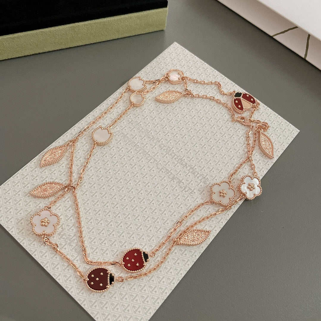 [Love Aura]LUCKY SPRING 15 MOTIFS ROSE GOLD NECKLACE