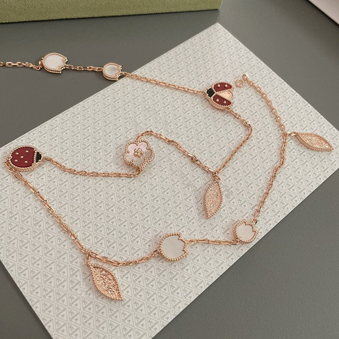 [Love Aura]LUCKY SPRING 15 MOTIFS ROSE GOLD NECKLACE