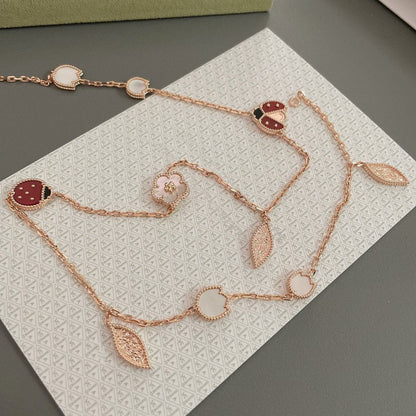 [Love Aura]LUCKY SPRING 15 MOTIFS ROSE GOLD NECKLACE