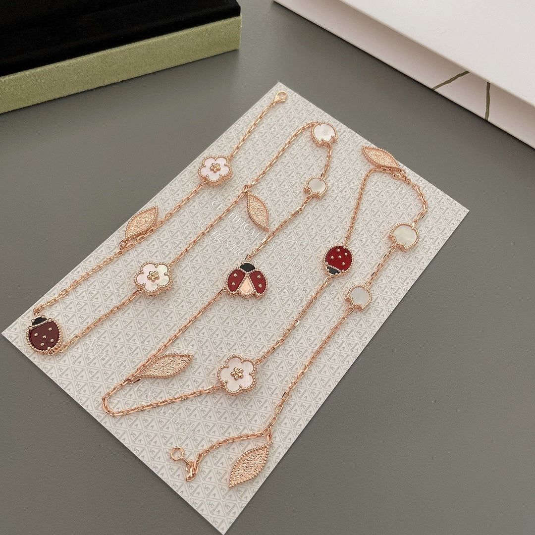 [Love Aura]LUCKY SPRING 15 MOTIFS ROSE GOLD NECKLACE