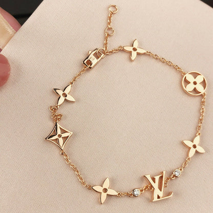 [Love Aura]STAR AND SUN 7 MOTIFS GOLD BRACELET