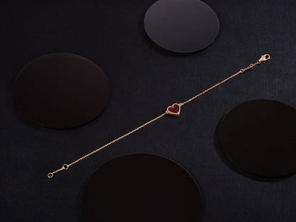 [Love Aura]HEART CARNELIAN PINK GOLD BRACELET