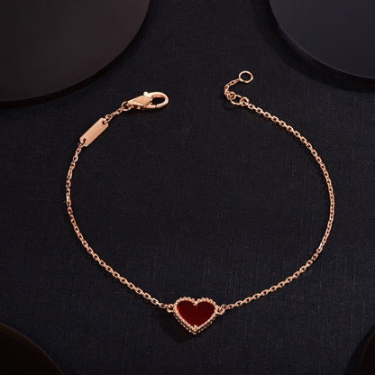 [Love Aura]HEART CARNELIAN PINK GOLD BRACELET