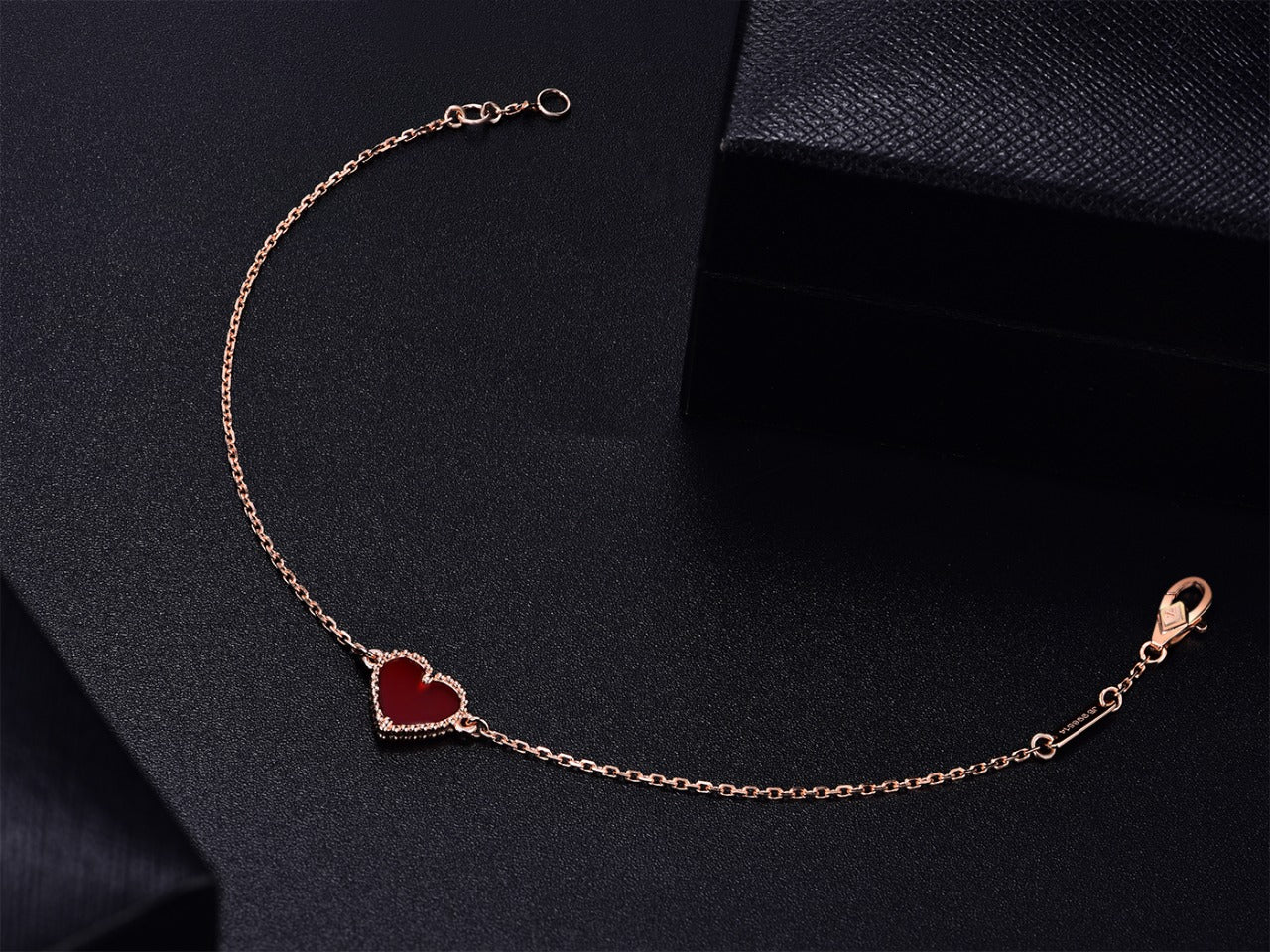 [Love Aura]HEART CARNELIAN PINK GOLD BRACELET