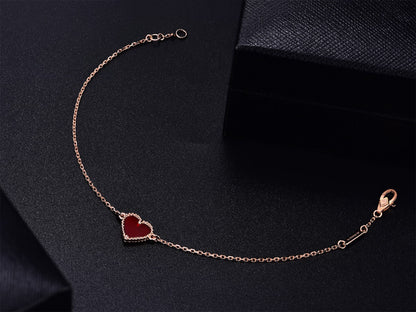 [Love Aura]HEART CARNELIAN PINK GOLD BRACELET