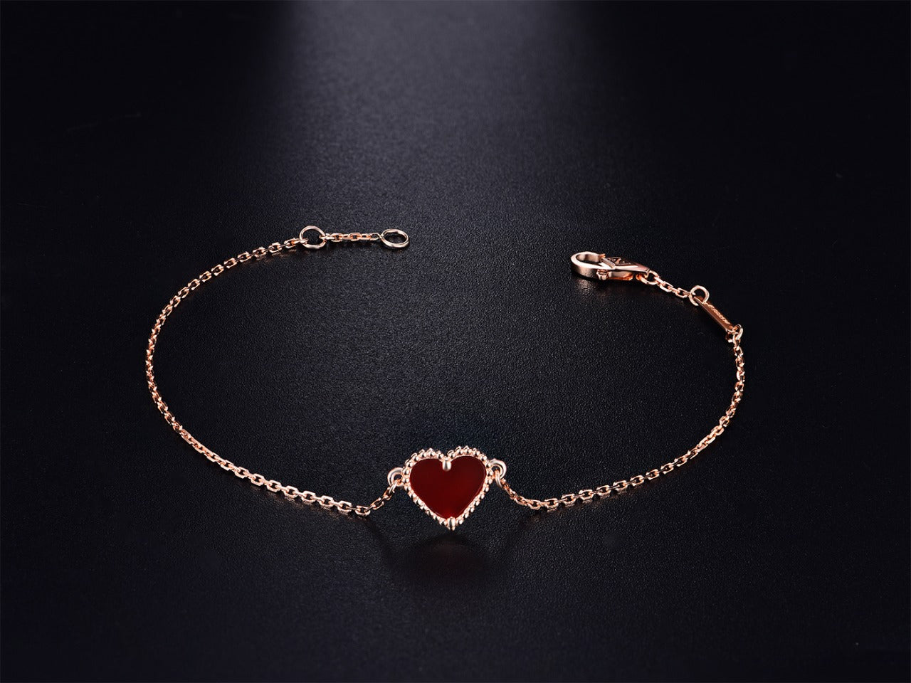 [Love Aura]HEART CARNELIAN PINK GOLD BRACELET