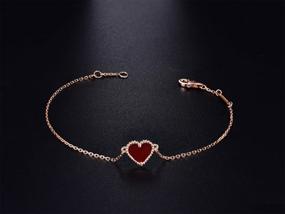 [Love Aura]HEART CARNELIAN PINK GOLD BRACELET